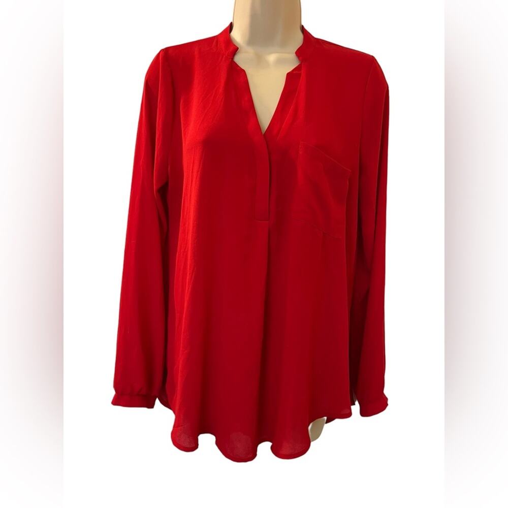 HARPER Solid Red Long Sleeve Blouse SZ M/L